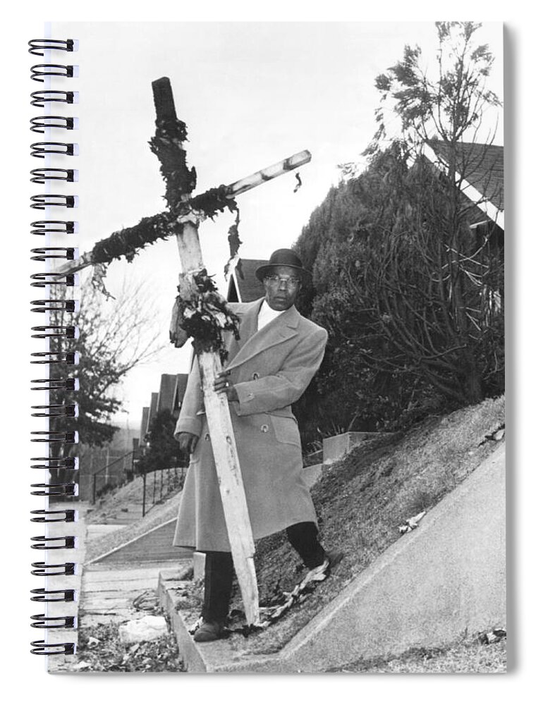 1 Person Spiral Notebook featuring the photograph St. Lousi Cross Burning by Underwood Archives