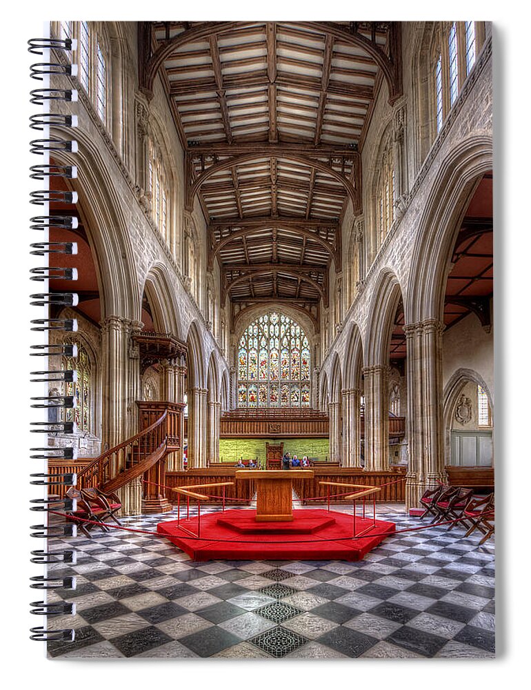 Oxford Spiral Notebook featuring the photograph St Mary The Virgin Church - Nave by Yhun Suarez