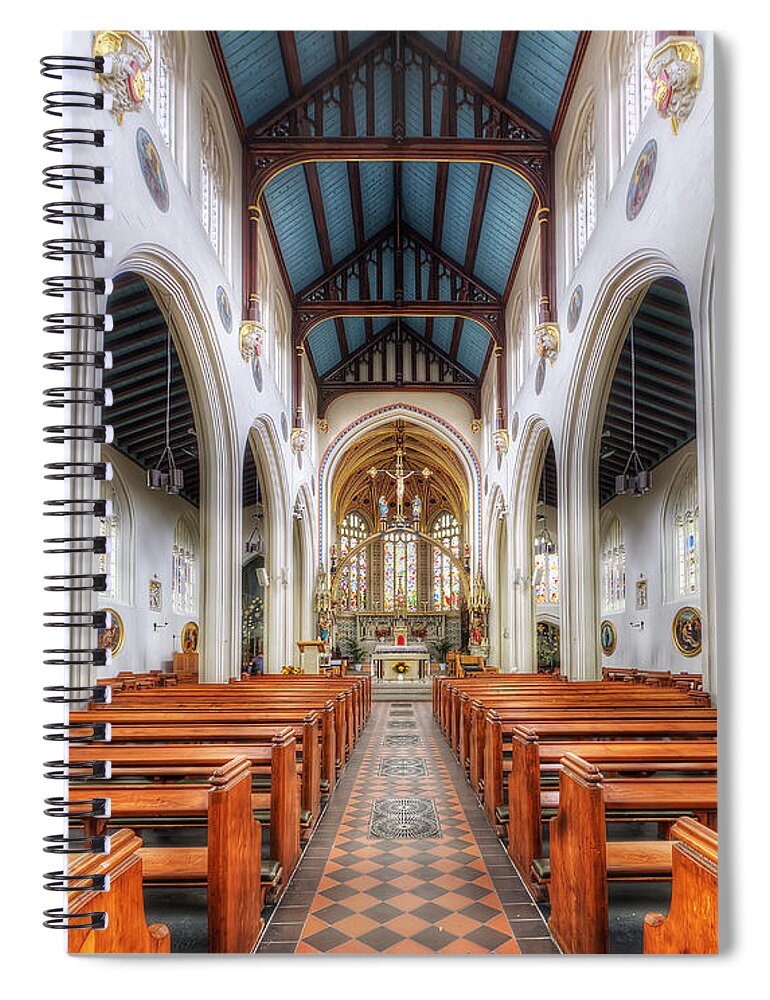 Yhun Suarez Spiral Notebook featuring the photograph St Mary's Catholic Church - The Nave by Yhun Suarez