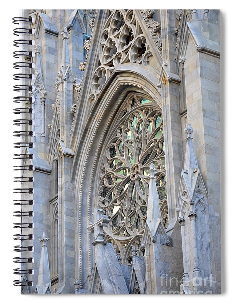 Rose Window Spiral Notebook featuring the photograph St. Patricks Cathedral by Lynellen Nielsen