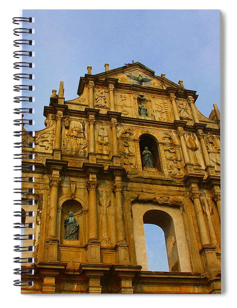Saint Spiral Notebook featuring the photograph St. Paul Church in Macao by Amanda Mohler