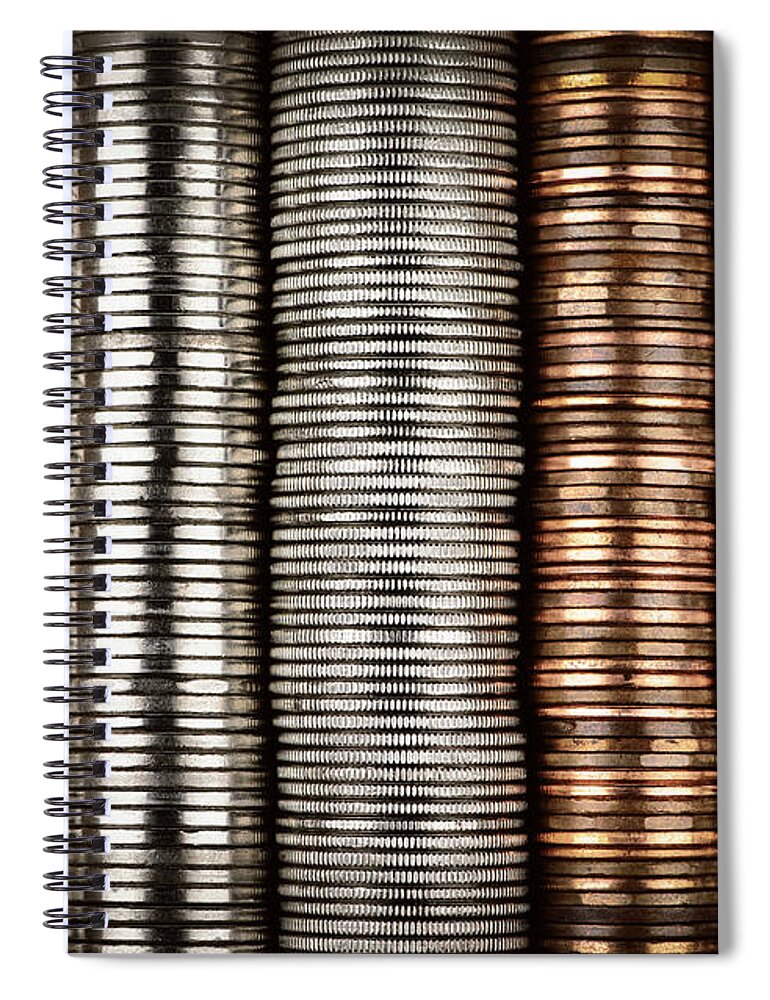 Coins Spiral Notebook featuring the photograph Stacked coins by Elena Elisseeva