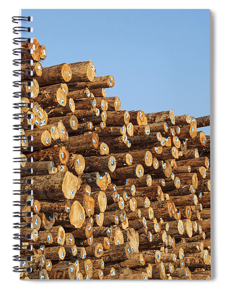 Construction Material Spiral Notebook featuring the photograph Stacks Of Logs by Bryan Mullennix