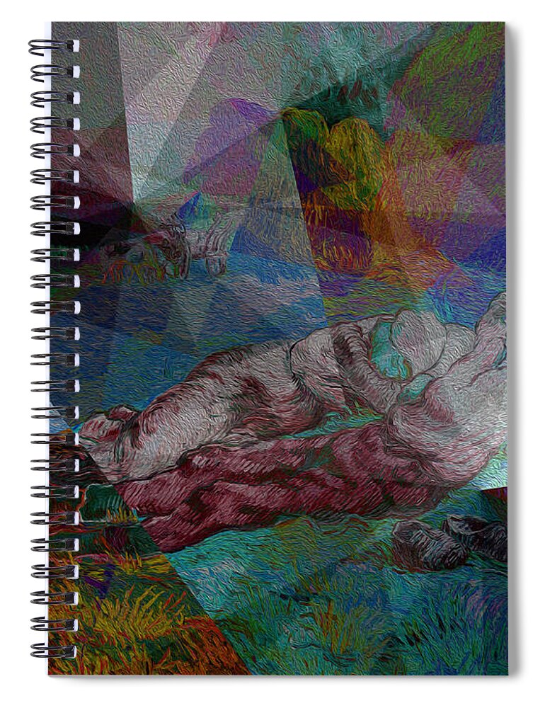 Abstract In The Living Room Spiral Notebook featuring the painting Stained Glass I by David Bridburg