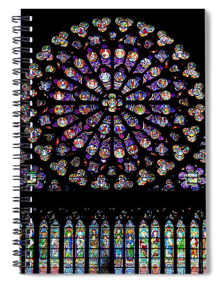 Stained Spiral Notebook featuring the photograph Stained Glass at Notre Dame by Pablo Lopez