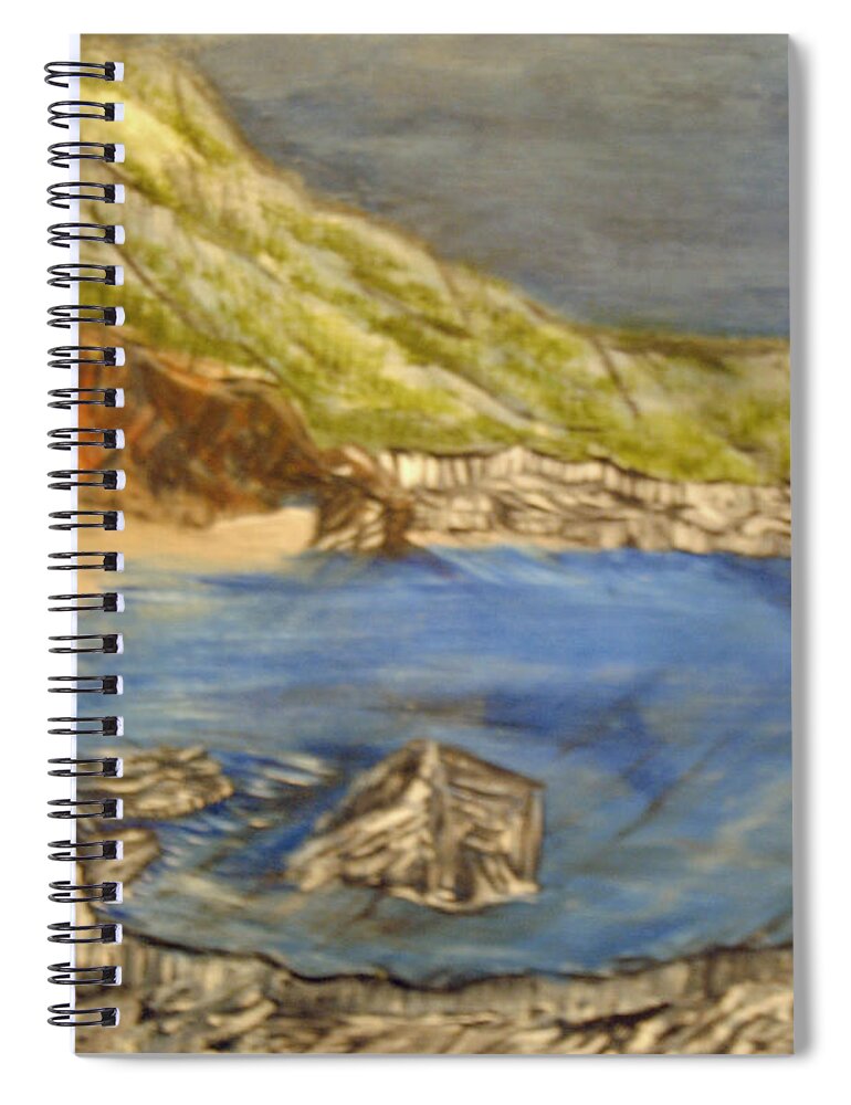Ocean Spiral Notebook featuring the painting Stairway to the Beach by Suzanne Surber