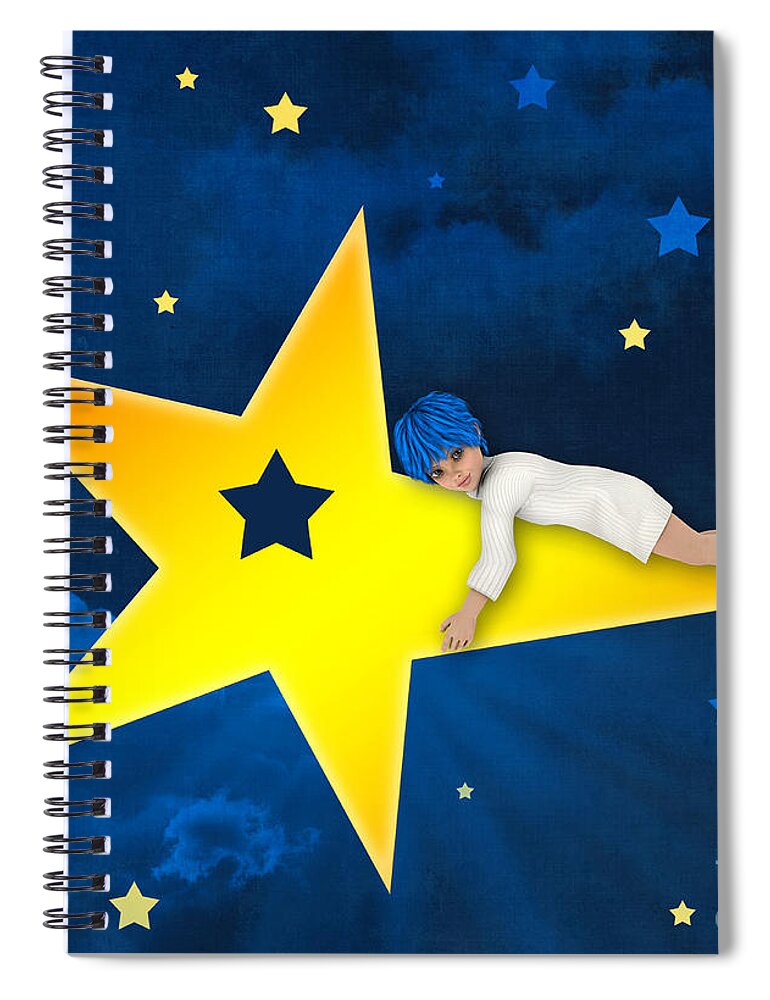3d Spiral Notebook featuring the digital art Star Child by Jutta Maria Pusl