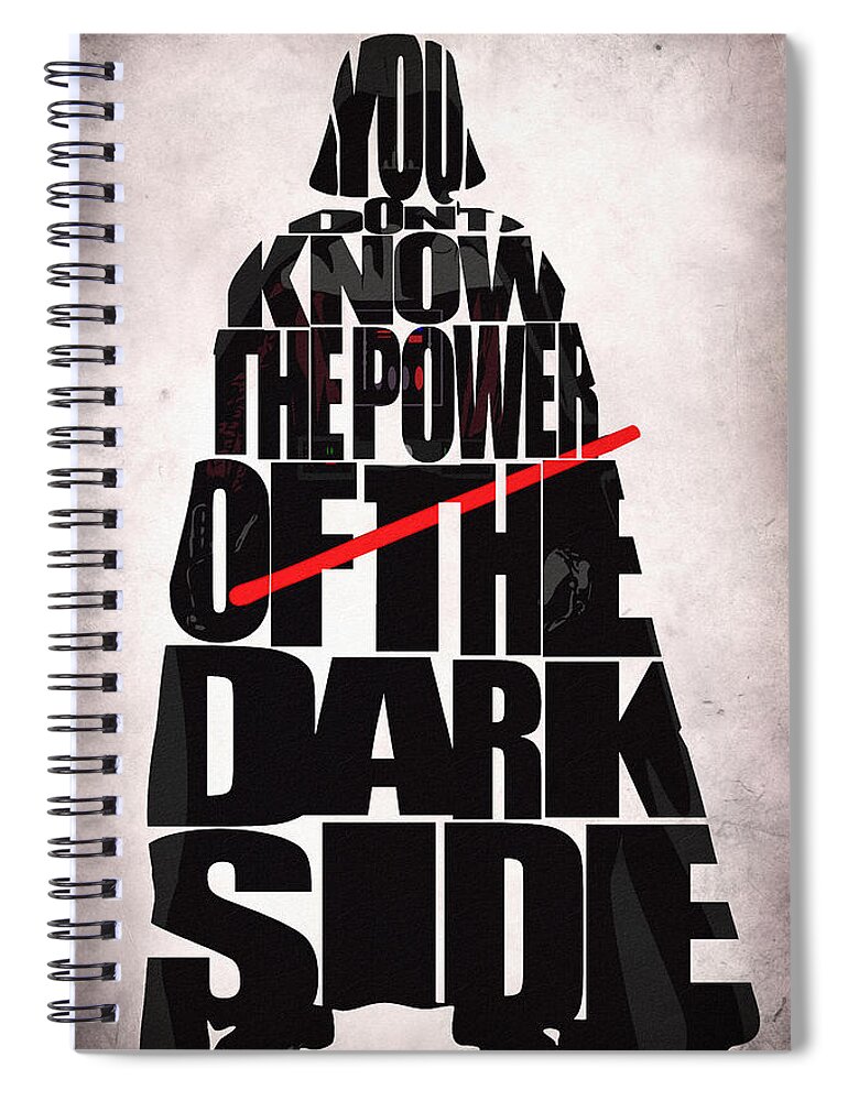 Darth Vader Spiral Notebook featuring the digital art Star Wars Inspired Darth Vader Artwork by Inspirowl Design