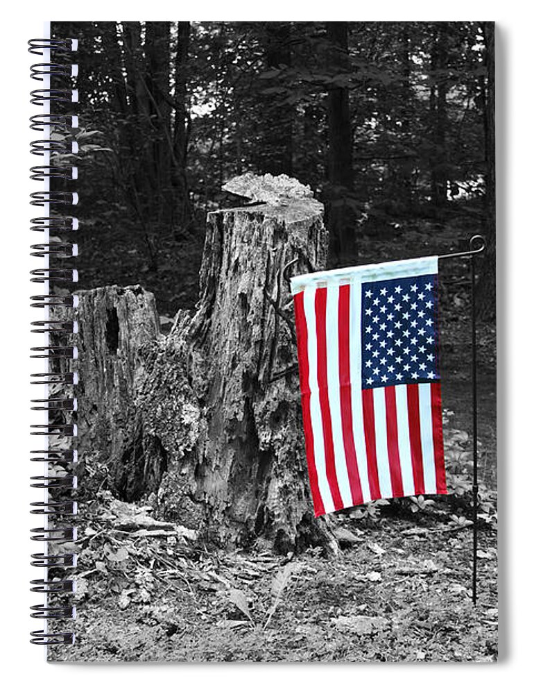 American Flag Spiral Notebook featuring the photograph Stars and Stripes With Selective Color by James Brunker