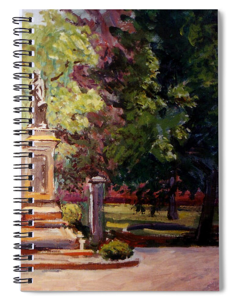 Statue Spiral Notebook featuring the painting Statue In Landscape by Stan Esson