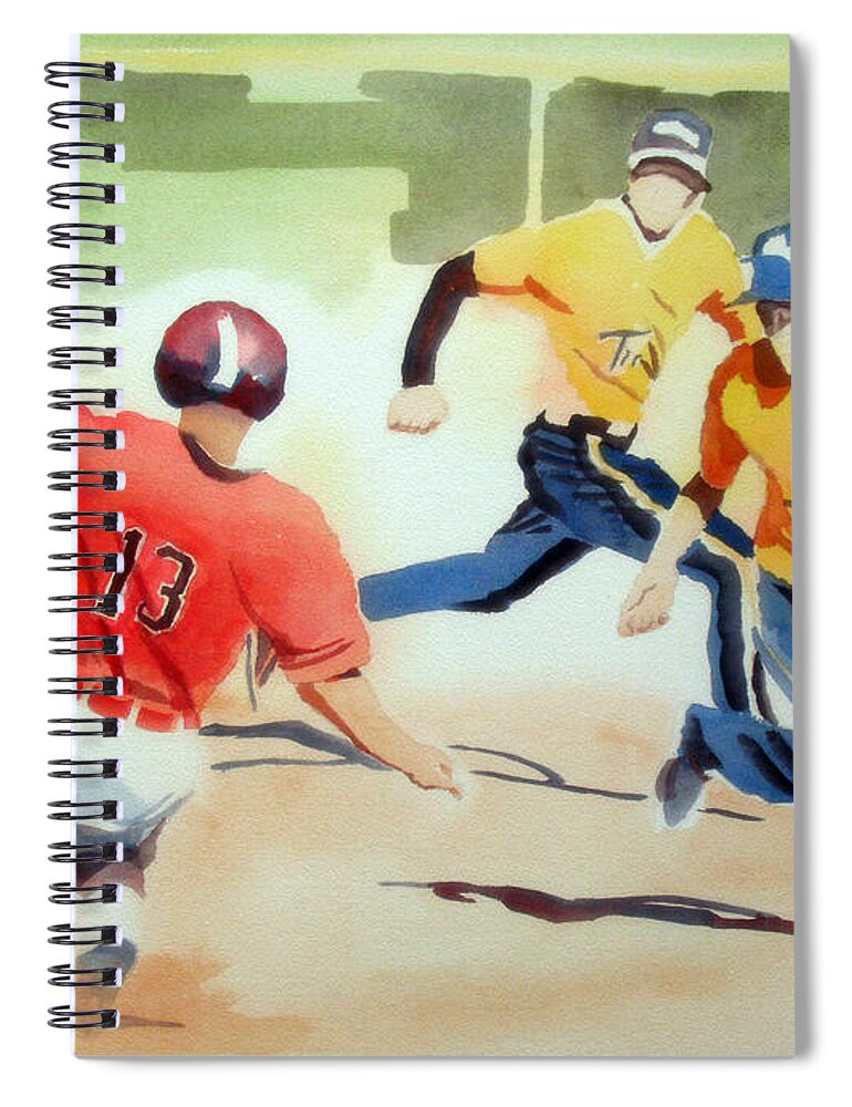 Stealing Second Spiral Notebook featuring the painting Stealing Second by Kip DeVore