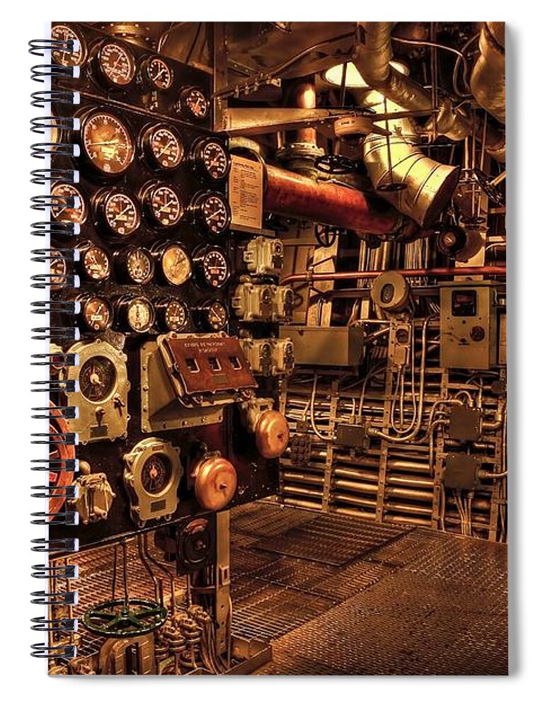 Steam Punk Spiral Notebook featuring the photograph Steam Punk Battleship Engine Room by Movie Poster Prints