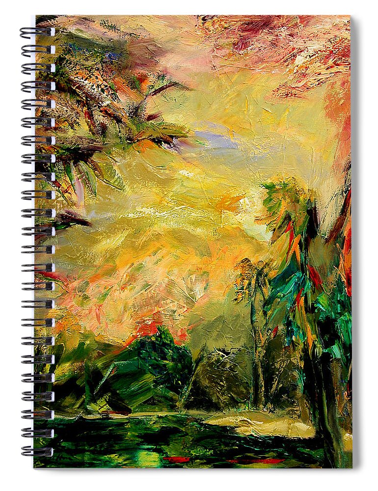 Tropical Paintings Spiral Notebook featuring the painting Steamy Cove by Julianne Felton