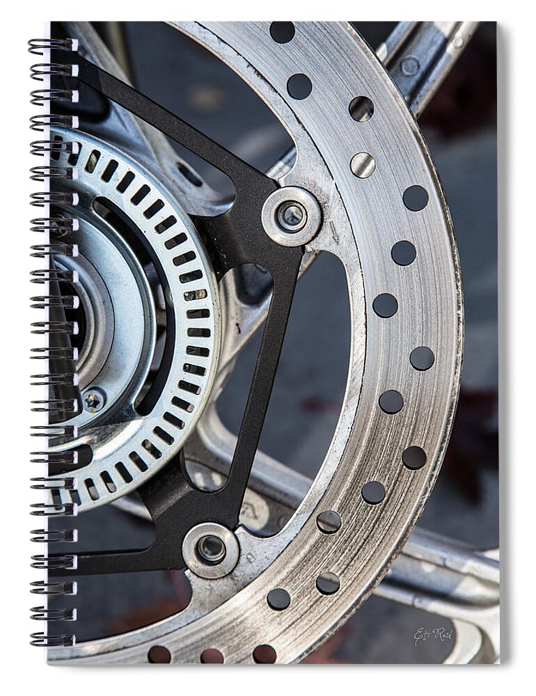 Steel Spiral Notebook featuring the photograph Steel wheel abstract by Eti Reid