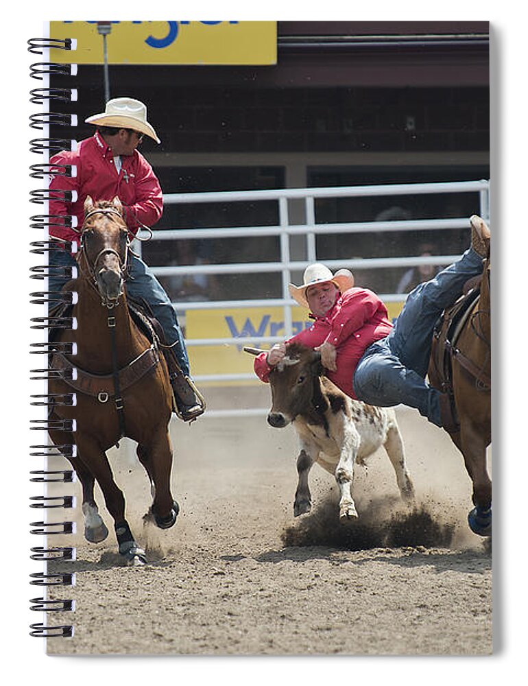 Calgary Spiral Notebook featuring the photograph Steer Wrestling by Bill Cubitt