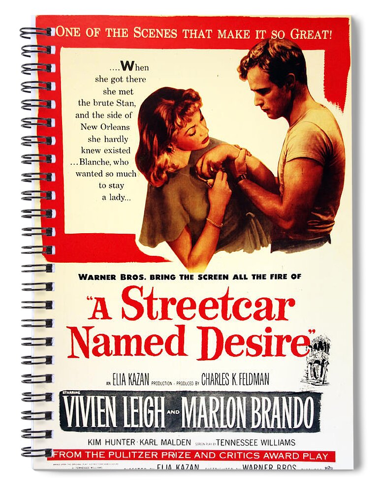 Movie Poster Spiral Notebook featuring the photograph Stellaaaaa - A Streetcar Named Desire by Debbie Oppermann