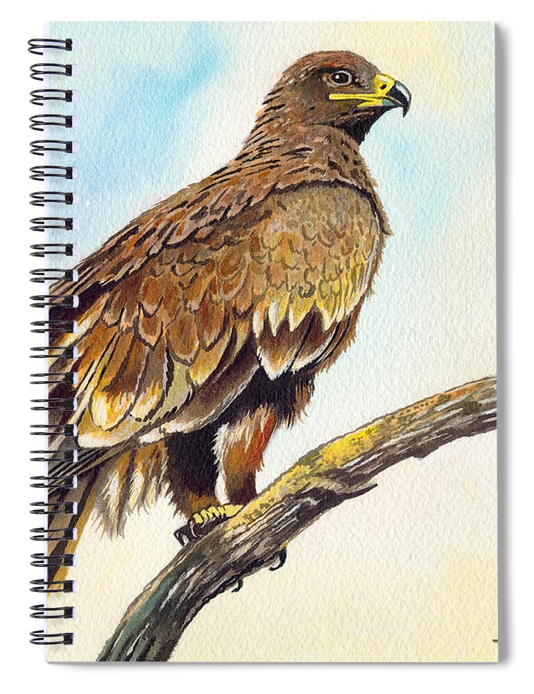 Steppe Eagle Spiral Notebook featuring the painting Steppe Eagle by Anthony Mwangi
