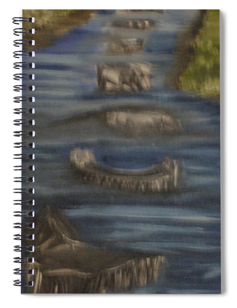 Rocks And Flowerspink Flowers Spiral Notebook featuring the painting Steps of Faith by Suzanne Surber