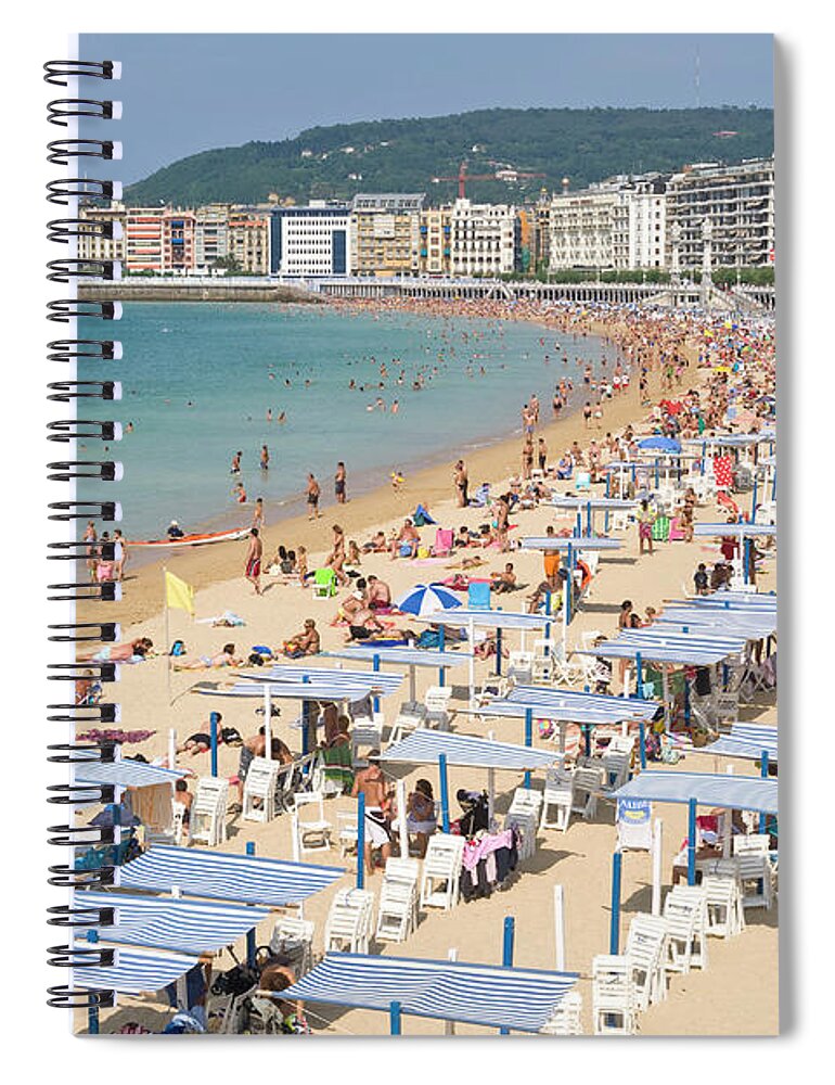Scenics Spiral Notebook featuring the photograph Stiges Beach, San Sebastian, Spain by John Harper