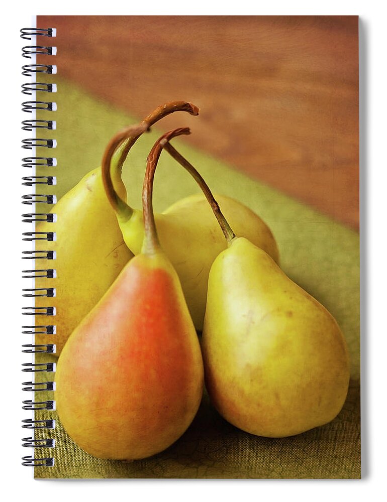 Wood Spiral Notebook featuring the photograph Still Life Of Pears by Carol Yepes