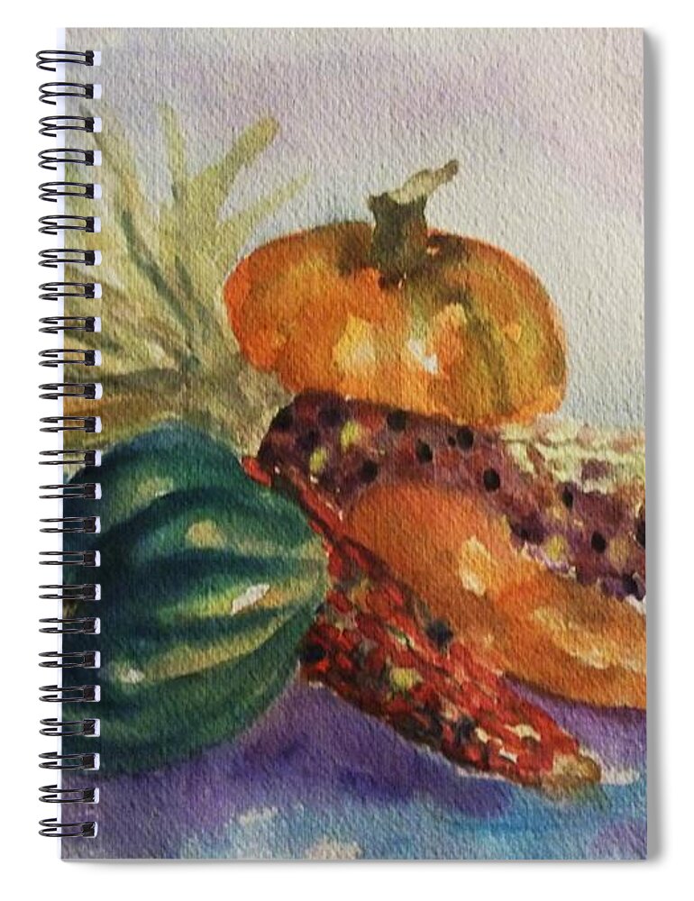 Still Life Spiral Notebook featuring the painting Still Life with Indian Corn by Ellen Levinson