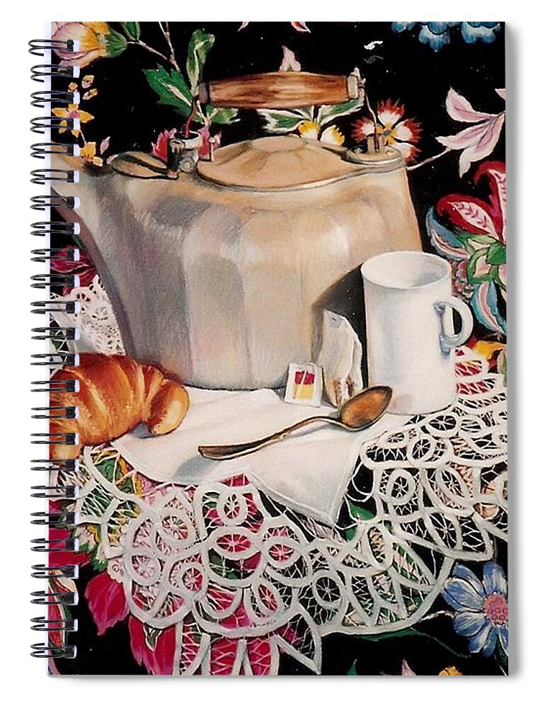 Still Life Spiral Notebook featuring the pastel Still life with lace by Constance Drescher