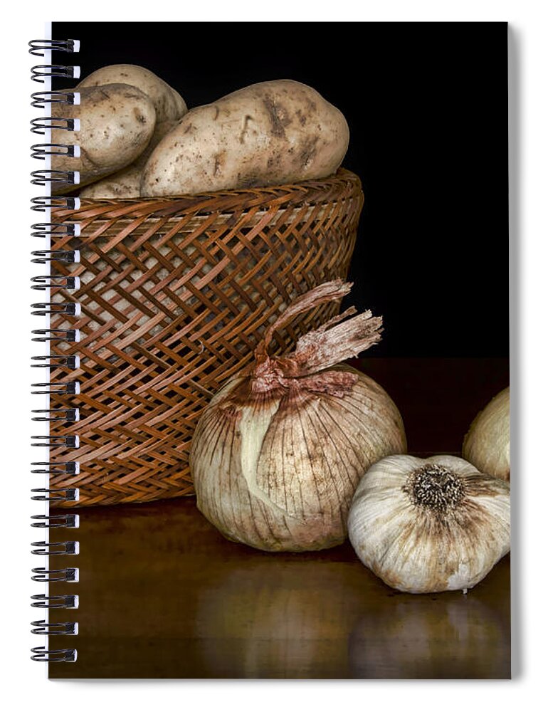 Agriculture Spiral Notebook featuring the photograph Still Life with Potatoes and Aromatics #2 by Nikolyn McDonald