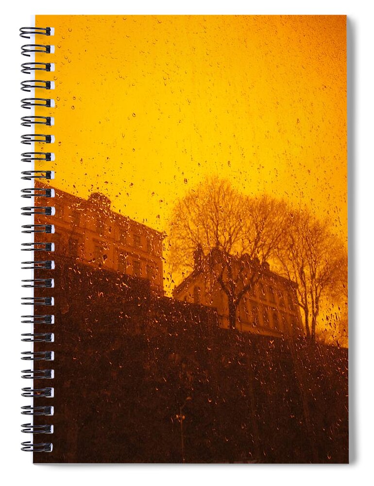 Raindrops Spiral Notebook featuring the photograph Stockholm the heights of south in silhouette by Rosita Larsson