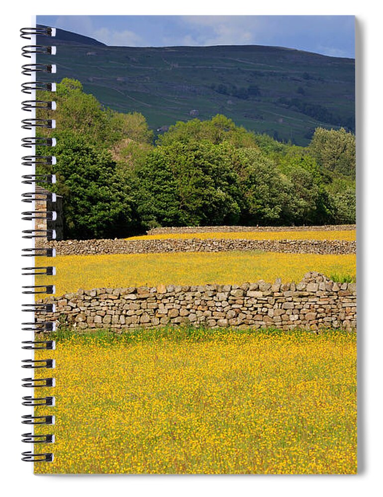 Stone Spiral Notebook featuring the photograph Stone barn and dry stone walls in Swaledale in the Yorkshire Dales by Louise Heusinkveld