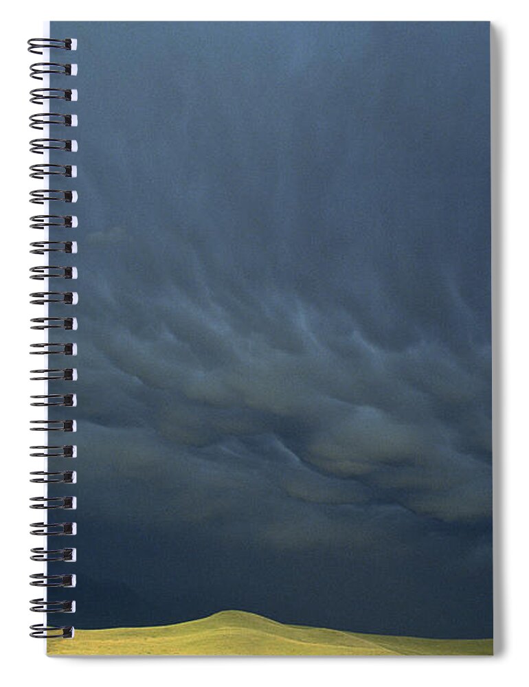 Feb0514 Spiral Notebook featuring the photograph Storm Clouds Over Grasslands Np Canada by Gerry Ellis