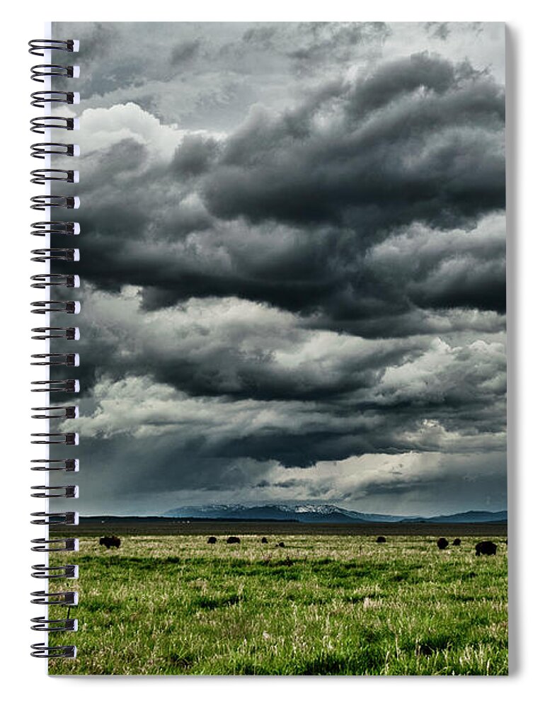 Non-urban Scene Spiral Notebook featuring the photograph Storm Over Jackson Hole Valley by Jeff R Clow
