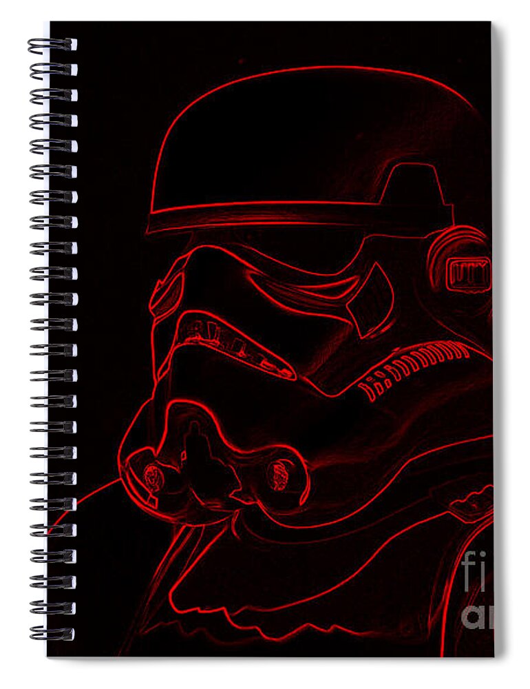 Stormtrooper Spiral Notebook featuring the digital art Stormtrooper in Red by Chris Thomas