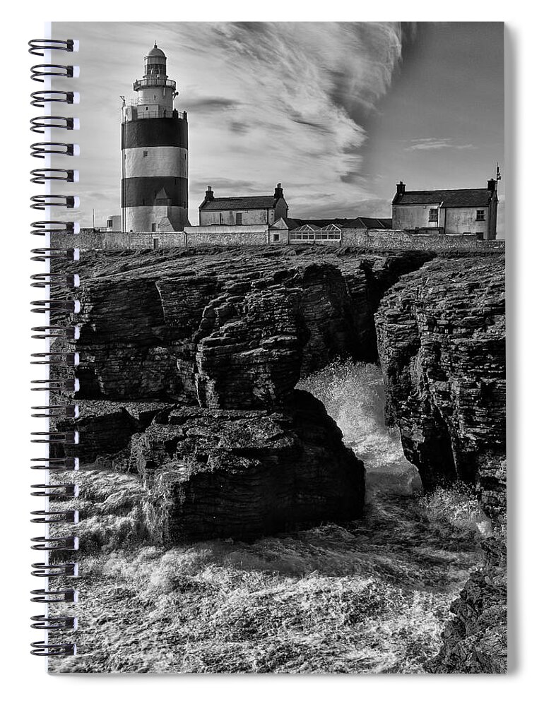 Hook Spiral Notebook featuring the photograph Stormy day at Hook Head Lighthouse by Nigel R Bell