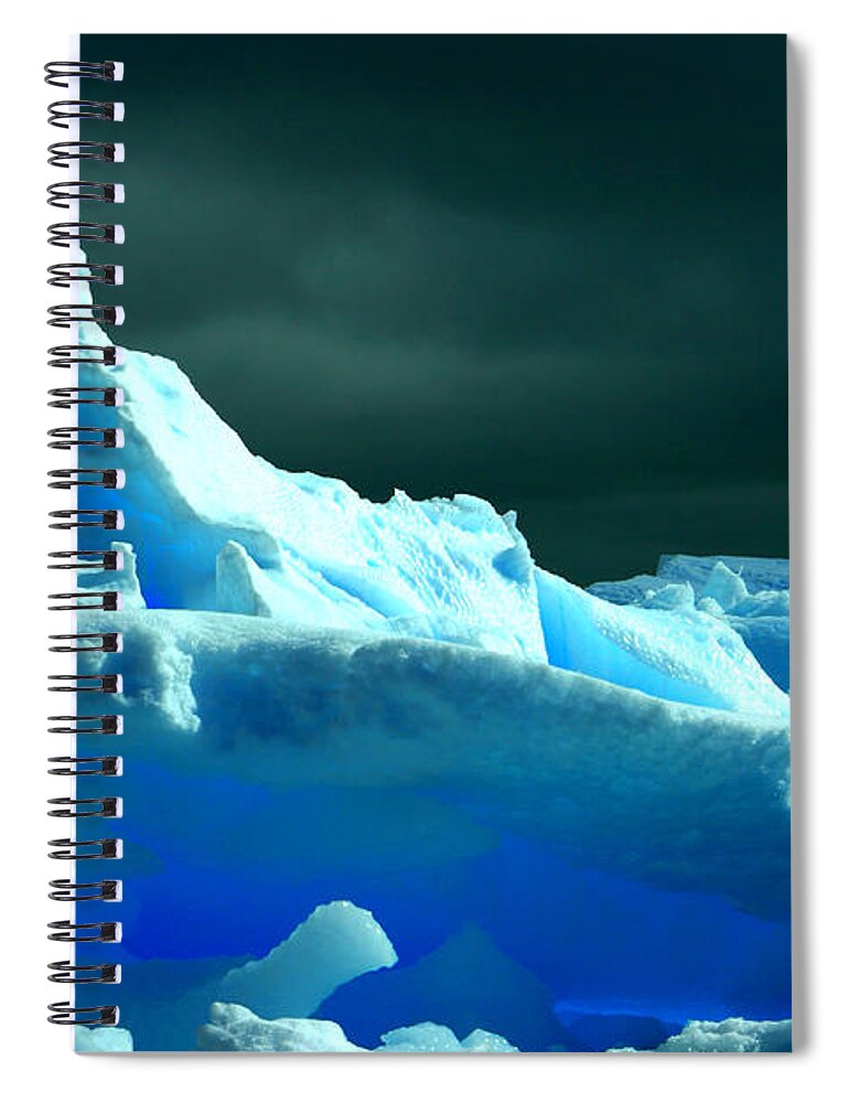 Iceberg Spiral Notebook featuring the photograph Stormy Icebergs by Amanda Stadther