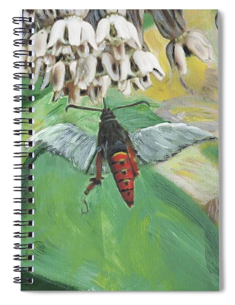 Flowers Spiral Notebook featuring the painting Strange Bug at Flowers by Cliff Wilson
