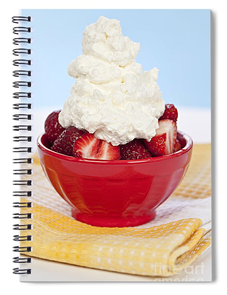 Strawberry Spiral Notebook featuring the photograph Strawberries and cream by Elena Elisseeva