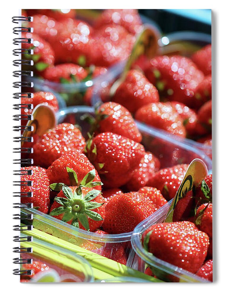 Outdoors Spiral Notebook featuring the photograph Strawberries In Spain Marketplace by Aping Vision / Sts