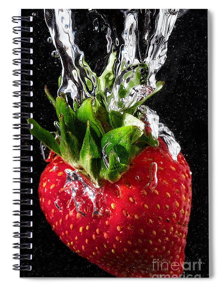 Strawberry Spiral Notebook featuring the photograph Strawberry Splash by Jarrod Erbe