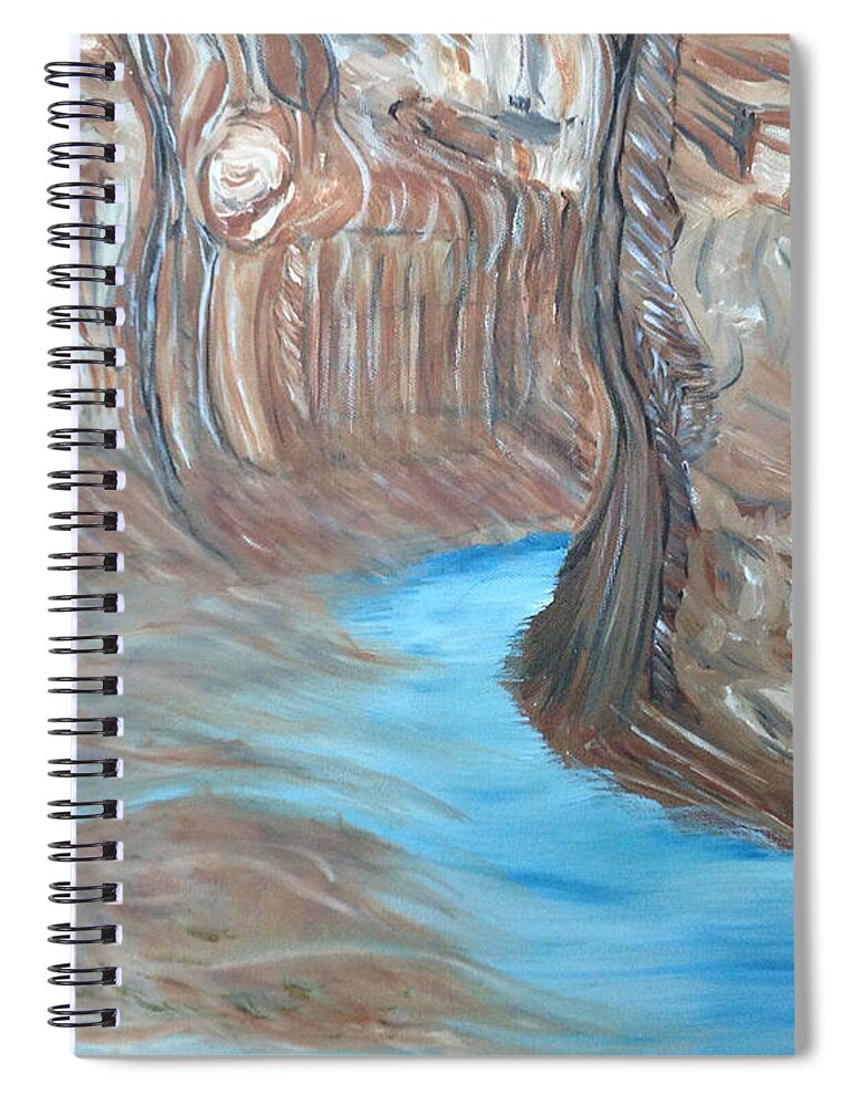 Cave Spiral Notebook featuring the painting Streams Dream to be a River by Suzanne Surber