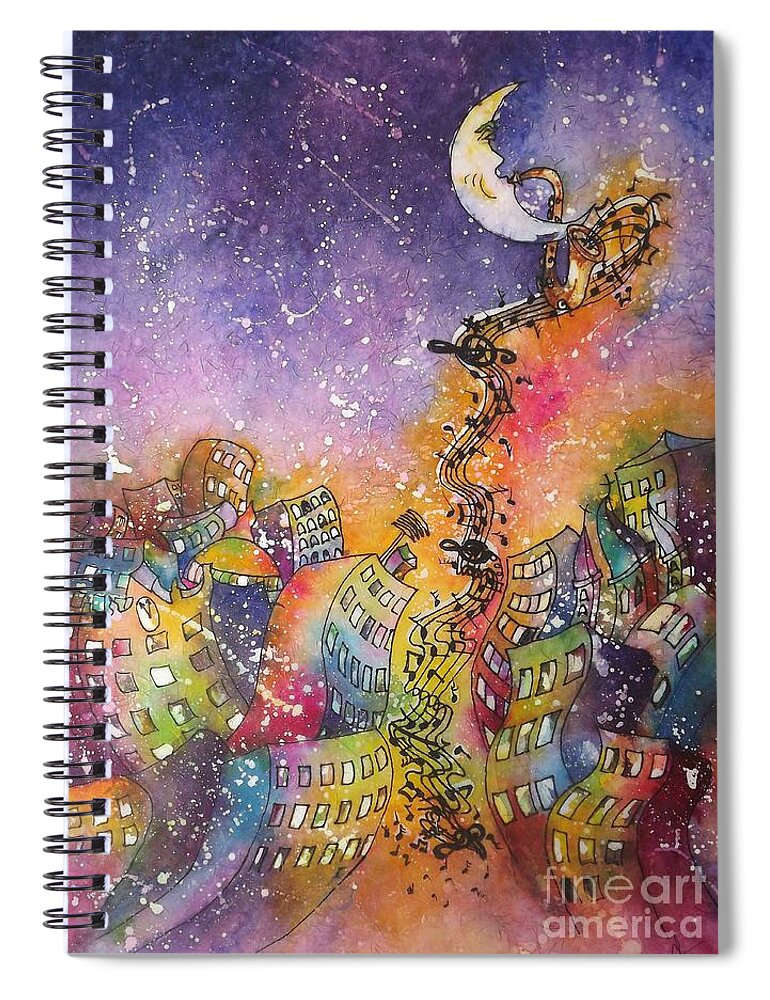  Magical Spiral Notebook featuring the painting Street Dance by Carol Losinski Naylor
