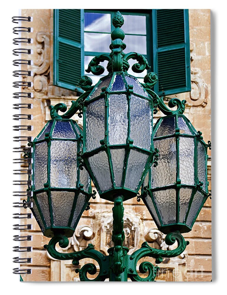 Street Lamp Spiral Notebook featuring the photograph Street Lamp In Malta by Tim Holt