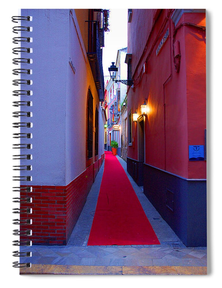 Seville Spiral Notebook featuring the photograph Streets of Seville - Red Carpet by AM FineArtPrints