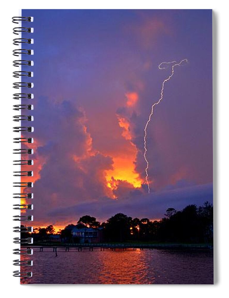 Sunset Spiral Notebook featuring the photograph Strike Up the Middle at Sunset by Jeff at JSJ Photography