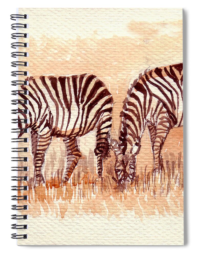 Animal Art Spiral Notebook featuring the painting Stripe Buddies by Sarabjit Singh