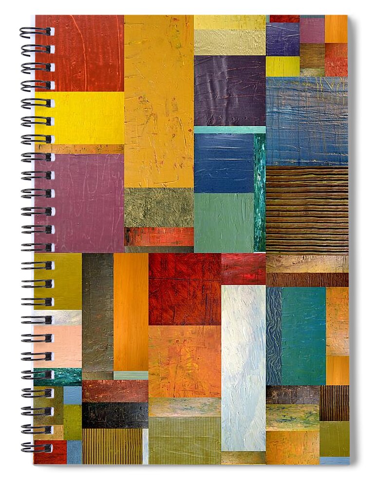 Textural Spiral Notebook featuring the painting Strips and Pieces ll by Michelle Calkins