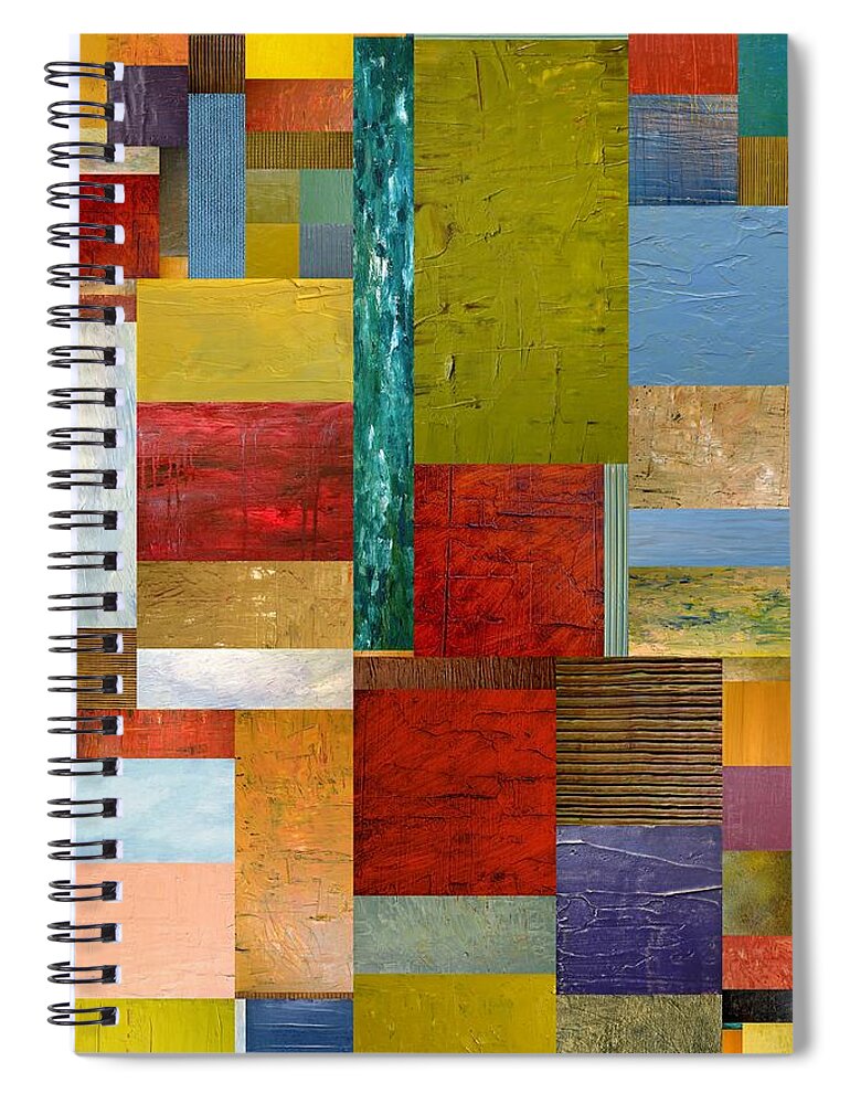 Textural Spiral Notebook featuring the painting Strips and Pieces lll by Michelle Calkins