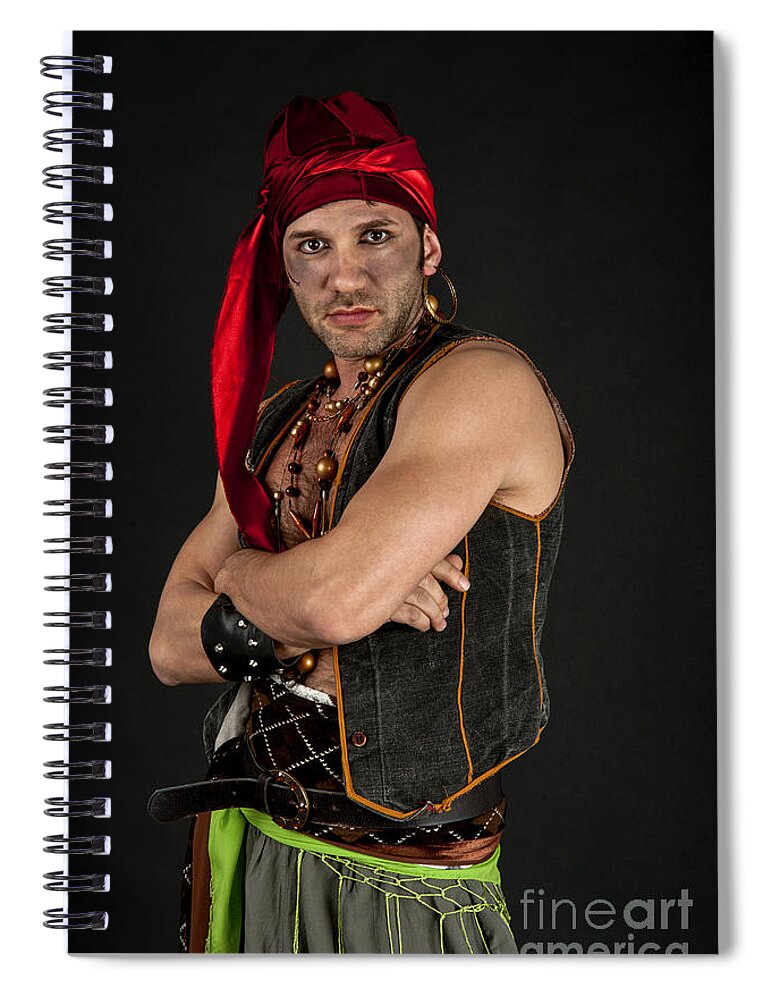 Strength Spiral Notebook featuring the photograph Strong Male Pirate 1 by  Ilan Amihai