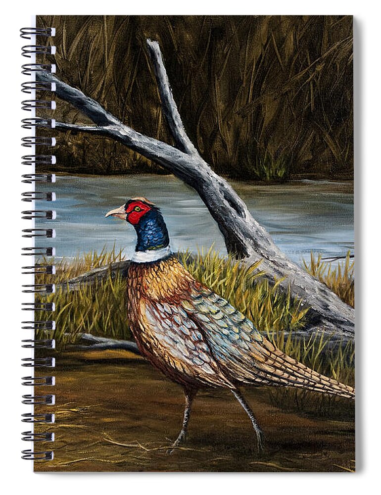 Bird Spiral Notebook featuring the painting Strutting Pheasant by Darice Machel McGuire