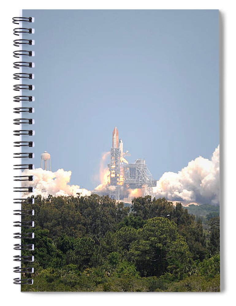 Astronomy Spiral Notebook featuring the photograph Sts-132, Space Shuttle Atlantis Launch by Science Source