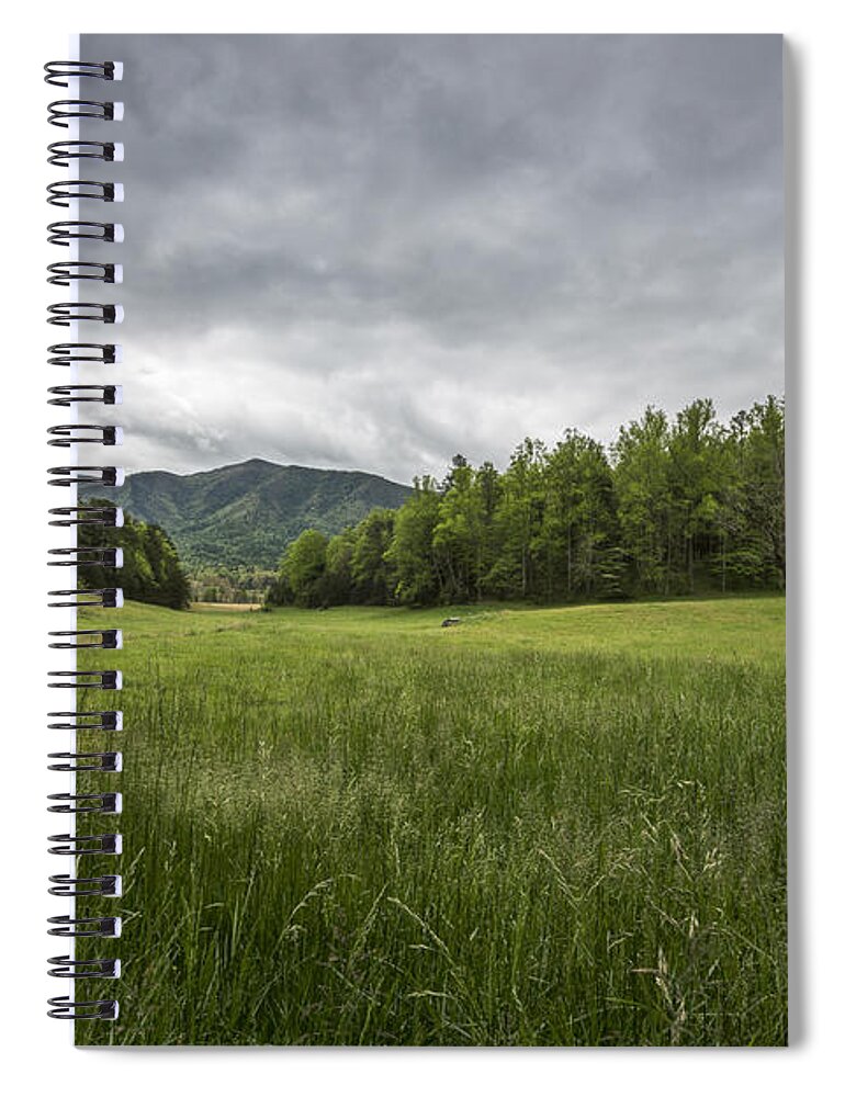 Green Spiral Notebook featuring the photograph Stuck in the Field by Jon Glaser